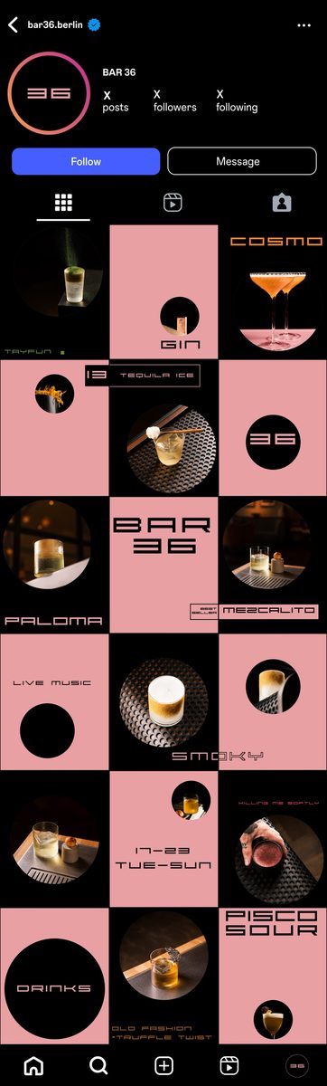 BAR 36 Instagram grid