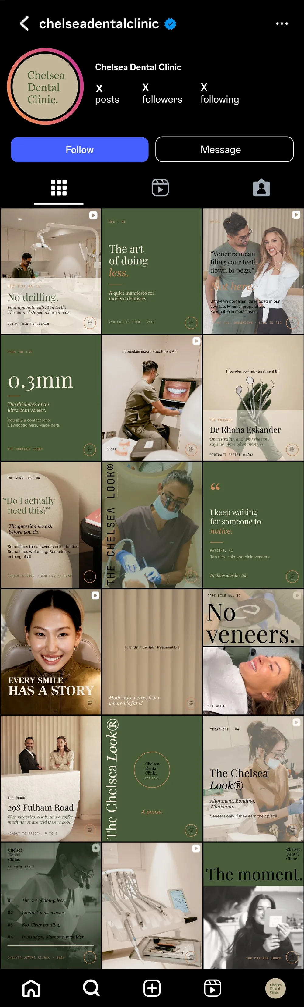 Instagram-Raster der Chelsea Dental Clinic · Alkeme Design