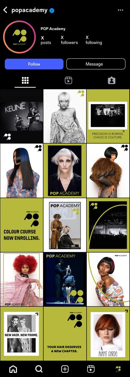 Pop Academy Instagram grid