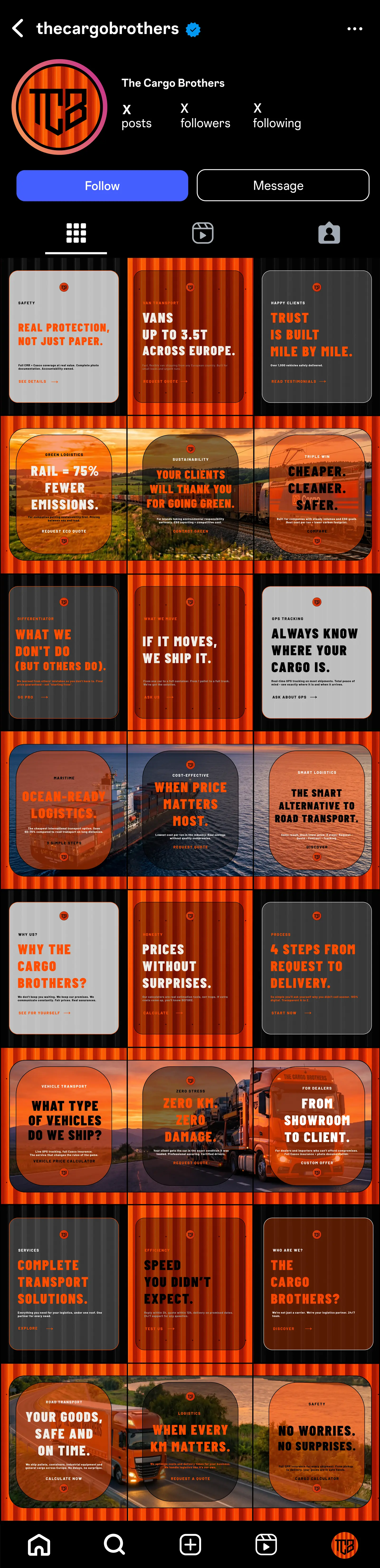 Die Cargo-Brüder Instagram grid · Alkeme Design