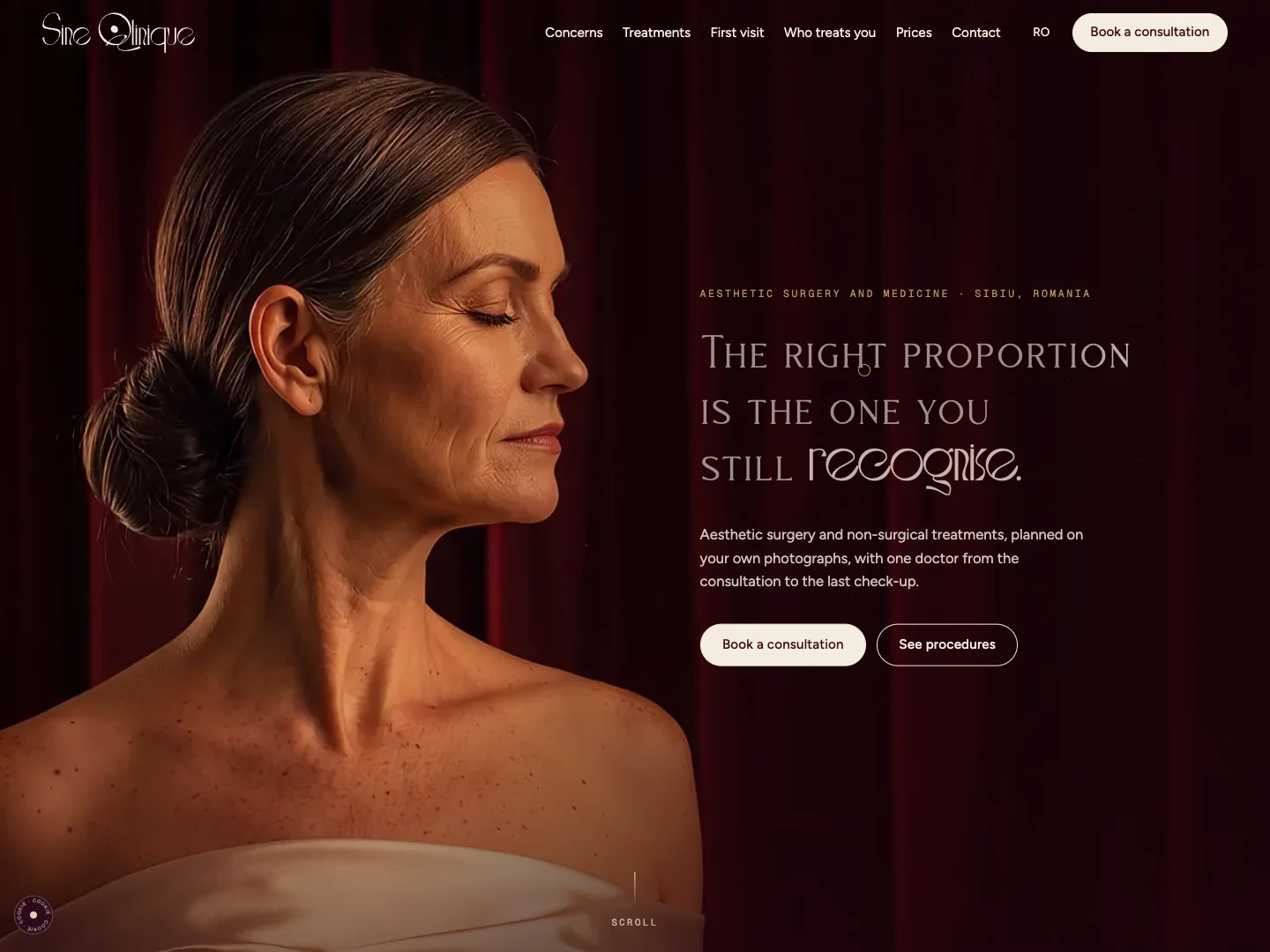 Website von Sine Qlinique: die Startseite · Alkeme Design
