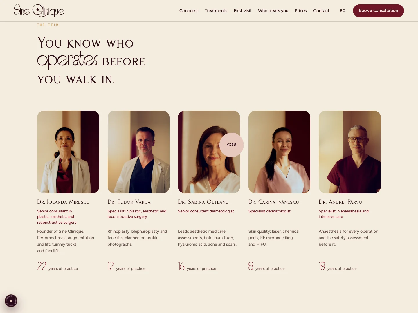 Website von Sine Qlinique: die Startseite · Alkeme Design